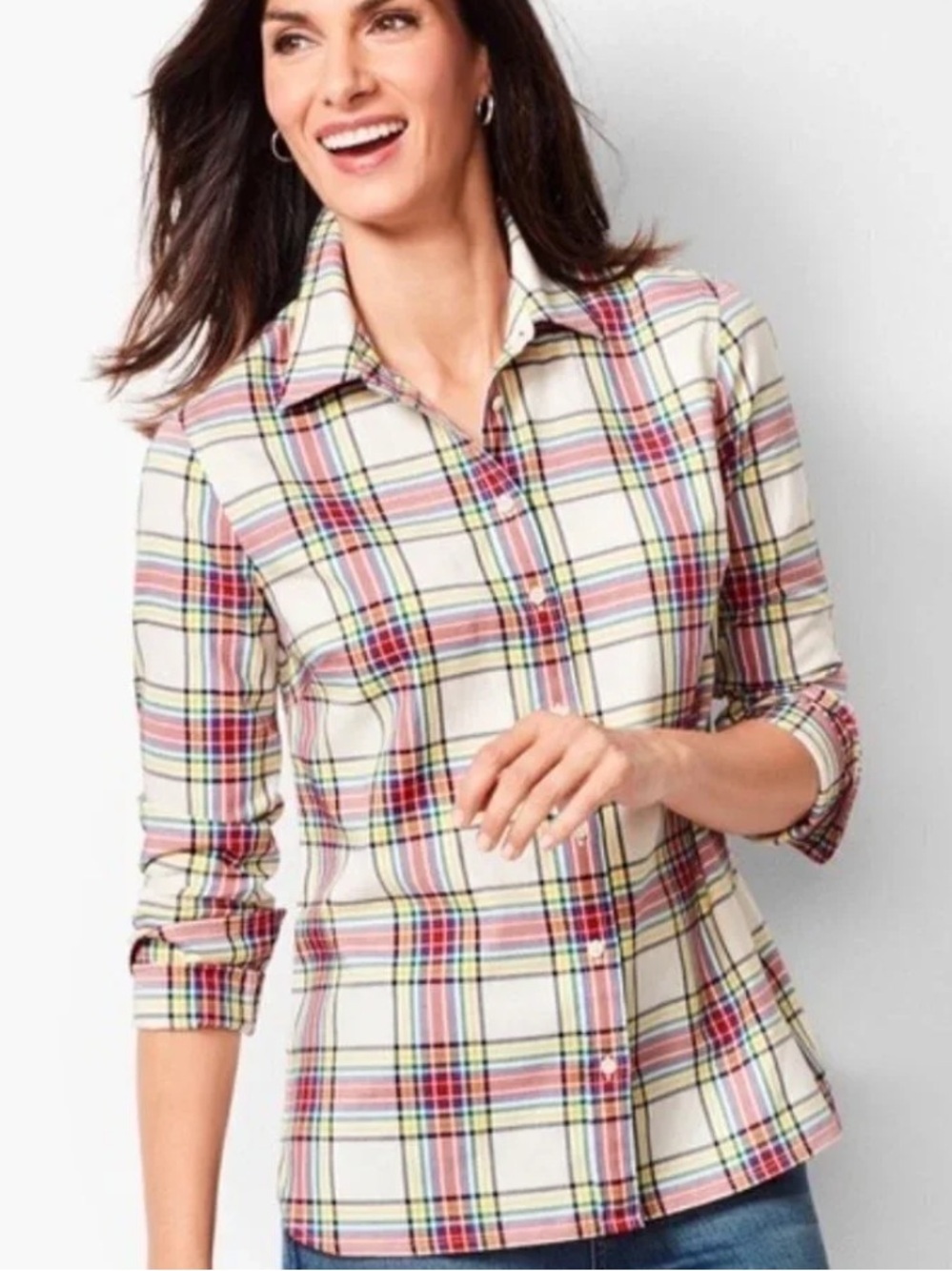 Talbots Plaid Button Up Shirt Size XL